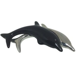 Liz Claiborne Jumping Dolphins Enamel & Silver Tone Brooch